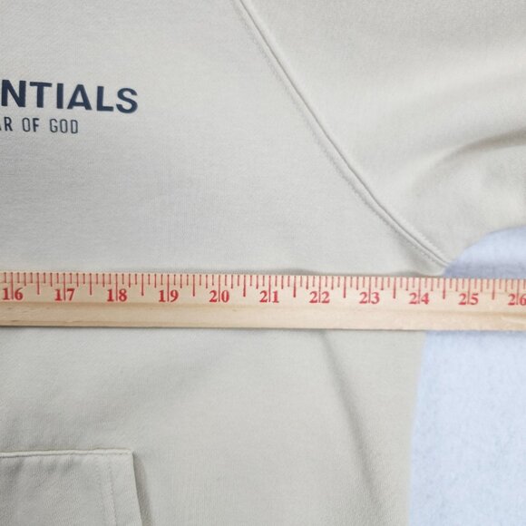 Fear Of God Essentials Hoodie Men Medium Desert Cream Cotton Pullover Sweatshirt - Picture 5 of 14